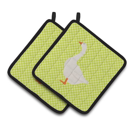 Carolines Treasures Embden Goose Green Pair of Pot Holders BB7718PTHD